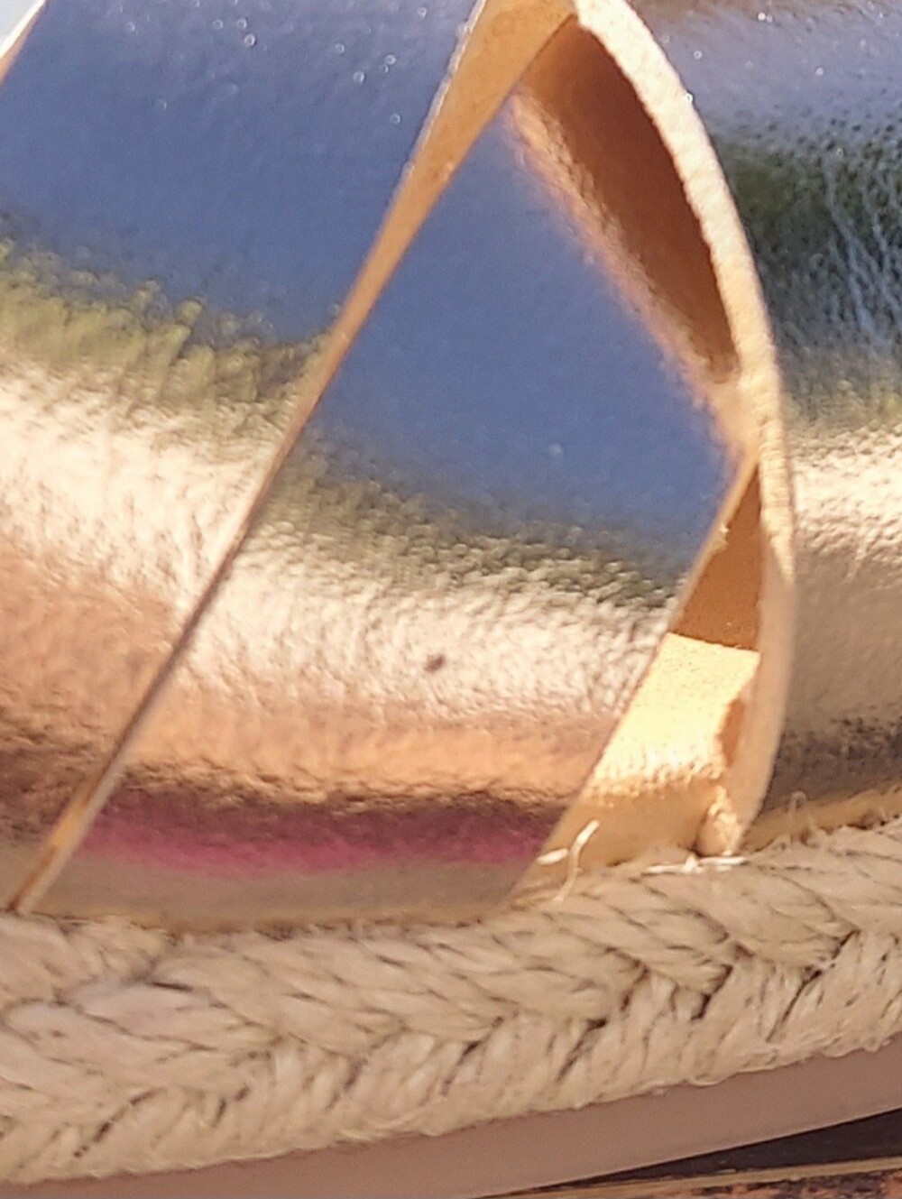 Lands End Metallic Rose Gold Espadrille Wedge Sandals Women Size 8.5 Coastal - Picture 6 of 14